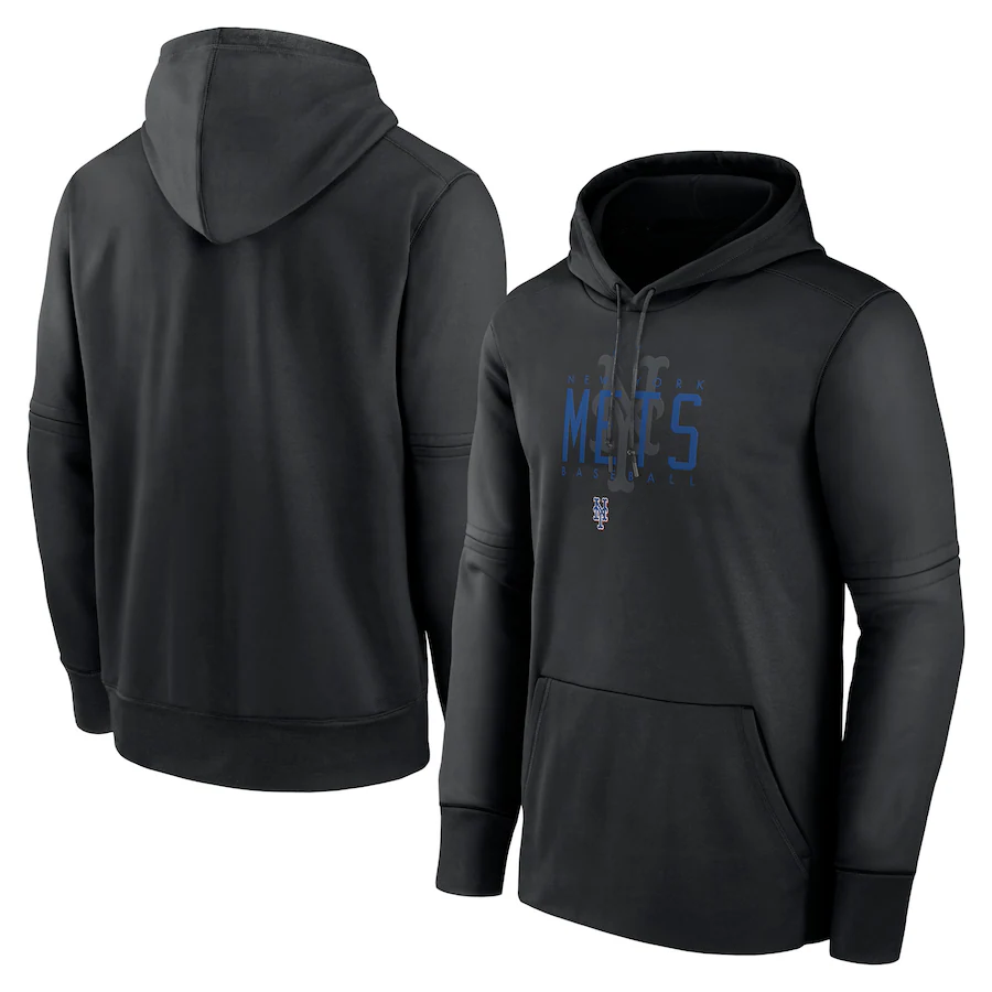 Men's New York Mets Black Pregame Performance Pullover Hoodie